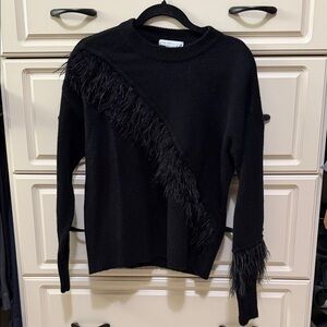 Design History Feather-Trim Crewneck Sweater